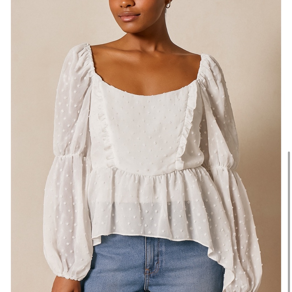 Chic Nation White Textured Blouse